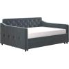 imageNovogratz Vintage Upholstered Full Daybed and Twin Trundle Set GreyBlue