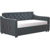 imageNovogratz Vintage Upholstered Full Daybed and Twin Trundle Set GreyBlue