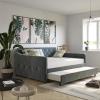 imageNovogratz Vintage Upholstered Full Daybed and Twin Trundle Set GreyBlue
