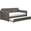 imageNovogratz Vintage Upholstered Full Daybed and Twin Trundle Set GreyGrey