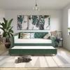 imageNovogratz Vintage Upholstered Full Daybed and Twin Trundle Set GreyLight Teal Velvet