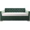 imageNovogratz Vintage Upholstered Full Daybed and Twin Trundle Set GreyLight Teal Velvet
