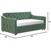 imageNovogratz Vintage Upholstered Full Daybed and Twin Trundle Set GreyLight Teal Velvet