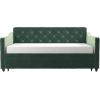 imageNovogratz Vintage Upholstered Full Daybed and Twin Trundle Set GreyLight Teal Velvet