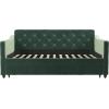 imageNovogratz Vintage Upholstered Full Daybed and Twin Trundle Set GreyLight Teal Velvet