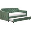 imageNovogratz Vintage Upholstered Full Daybed and Twin Trundle Set GreyLight Teal Velvet