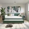 imageNovogratz Vintage Upholstered Full Daybed and Twin Trundle Set GreyLight Teal Velvet