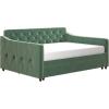 imageNovogratz Vintage Upholstered Full Daybed and Twin Trundle Set GreyLight Teal Velvet