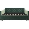 imageNovogratz Vintage Upholstered Full Daybed and Twin Trundle Set GreyLight Teal Velvet