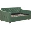 imageNovogratz Vintage Upholstered Full Daybed and Twin Trundle Set GreyLight Teal Velvet
