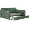 imageNovogratz Vintage Upholstered Full Daybed and Twin Trundle Set GreyLight Teal Velvet