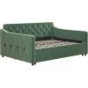 imageNovogratz Vintage Upholstered Full Daybed and Twin Trundle Set GreyLight Teal Velvet