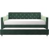 imageNovogratz Vintage Upholstered Full Daybed and Twin Trundle Set GreyLight Teal Velvet