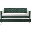 imageNovogratz Vintage Upholstered Full Daybed and Twin Trundle Set GreyLight Teal Velvet