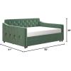 imageNovogratz Vintage Upholstered Full Daybed and Twin Trundle Set GreyLight Teal Velvet