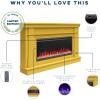 imageNovogratz Waverly 64 Inch Electric Fireplace with Mantel Replaceable Fireplace Insert Heater Remote Control Timer Color Changing Crystal Ember Flames For Living Room or Bedroom BlackOnyx Marble