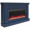 imageNovogratz Waverly 64 Inch Electric Fireplace with Mantel Replaceable Fireplace Insert Heater Remote Control Timer Color Changing Crystal Ember Flames For Living Room or Bedroom BlackNavy