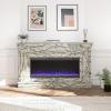 imageNovogratz Waverly 64 Inch Electric Fireplace with Mantel Replaceable Fireplace Insert Heater Remote Control Timer Color Changing Crystal Ember Flames For Living Room or Bedroom BlackOnyx Marble