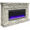 imageNovogratz Waverly 64 Inch Electric Fireplace with Mantel Replaceable Fireplace Insert Heater Remote Control Timer Color Changing Crystal Ember Flames For Living Room or Bedroom BlackOnyx Marble