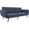 imageNovogratz Brittany 815quot Futon Sofa Bed and Couch Sleeper Ivory BoucleBlue Linen