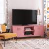 imageNovogratz Cache Metal LockerStyle TV Stand for TVs up to 65quot OrangeBashful Pink