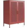 imageNovogratz Channing 2 Door Accent CabinetMesh Metal Locker Kelly GreenTerracotta
