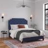imageNovogratz Eloise Upholstered Platform Bed Frame with Tall 56quot Button Tufted Headboard Queen Navy Blue ChenilleNavy