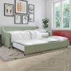 imageNovogratz Her Majesty Upholstered Daybed and Trundle Twin over Twin Grey LinenGreen Linen