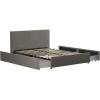 imageNovogratz Kelly Upholstered Bed with Underbed Storage Drawers and Clean Lined Headboard Queen Dark Gray LinenLight Gray Velvet
