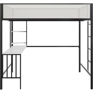 imageNovogratz Axel Metal Loft Bed with Desk and Shelves Full Black and Off WhiteFull