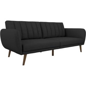imageNovogratz Brittany 815quot Futon Sofa Bed and Couch Sleeper Ivory BoucleDark Gray