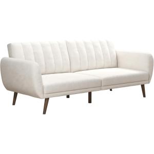 imageNovogratz Brittany 815quot Futon Sofa Bed and Couch Sleeper Ivory BoucleIvory Boucle