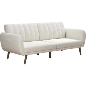 imageNovogratz Brittany 815quot Futon Sofa Bed and Couch Sleeper Ivory BoucleIvory Corduroy