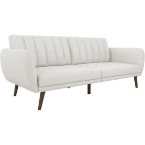 imageNovogratz Brittany 815quot Futon Sofa Bed and Couch Sleeper Ivory BoucleLight Gray