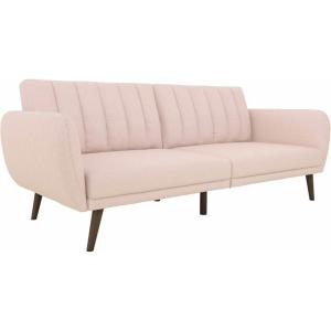 imageNovogratz Brittany 815quot Futon Sofa Bed and Couch Sleeper Ivory BouclePink