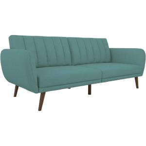 imageNovogratz Brittany 815quot Futon Sofa Bed and Couch Sleeper Ivory BoucleTeal