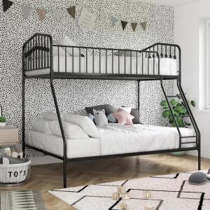 imageNovogratz Bushwick Metal Bunk Bed Kids Bedroom Furniture TwinFull Black