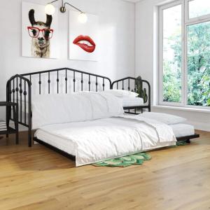 imageNovogratz Bushwick Metal Daybed ampamp Trundle Twin Size Frame Black