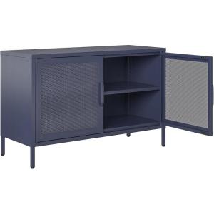 imageNovogratz Channing 2 Door Storage CabinetMesh Metal Locker NavyNavy