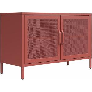 imageNovogratz Channing 2 Door Storage CabinetMesh Metal Locker NavyTerracotta