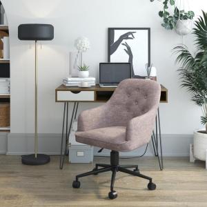imageNovogratz Her Majesty Office Chair with Casters Adjustable Height and Swivel Motion Gray Linen
