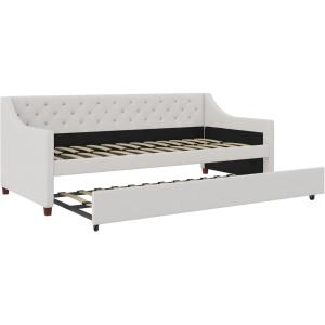 imageNovogratz Her Majesty Upholstered Daybed and Trundle Twin over Twin Grey LinenIvory