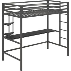 imageNovogratz Maxwell Metal Full Loft Bed with Desk ampamp Shelves NavyBlackGrey  White Metal  Navy Metal