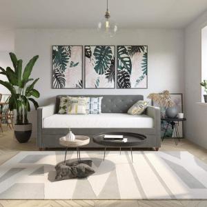 imageNovogratz Vintage Upholstered Full Daybed and Twin Trundle Set GreyGrey
