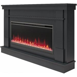 imageNovogratz Waverly 64 Inch Electric Fireplace with Mantel Replaceable Fireplace Insert Heater Remote Control Timer Color Changing Crystal Ember Flames For Living Room or Bedroom BlackBlack