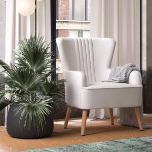 imageNovogratz William Tufted Accent Chair Living Room Armchair White Faux Leather
