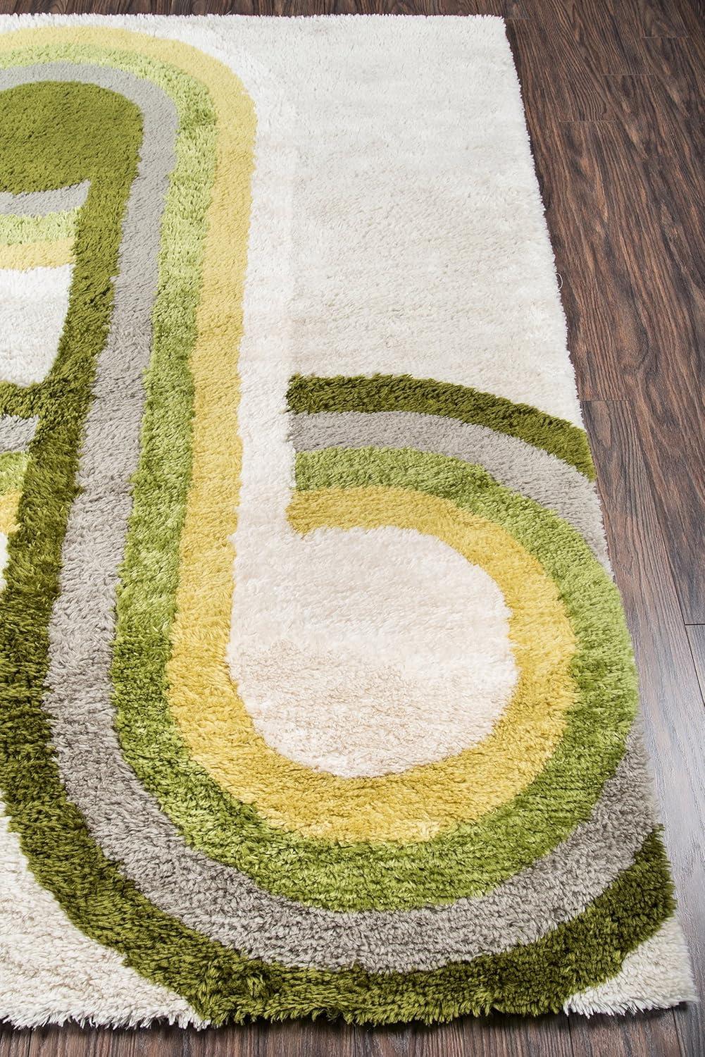imageNovogratz Retro Collection Bullseye Shag Area Rug 20quot x 30quot BlueGreen