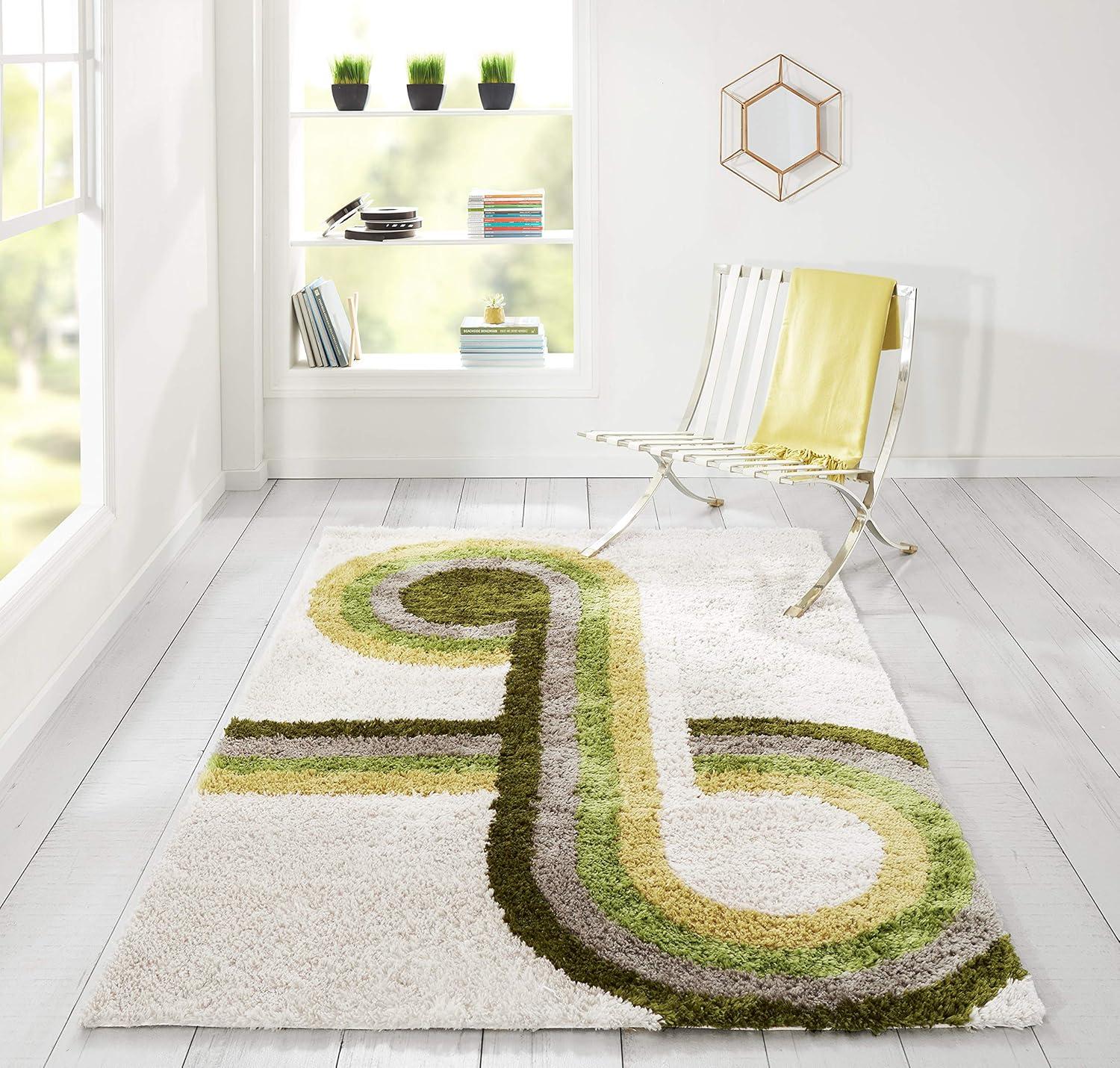 imageNovogratz Retro Collection Bullseye Shag Area Rug 20quot x 30quot BlueGreen