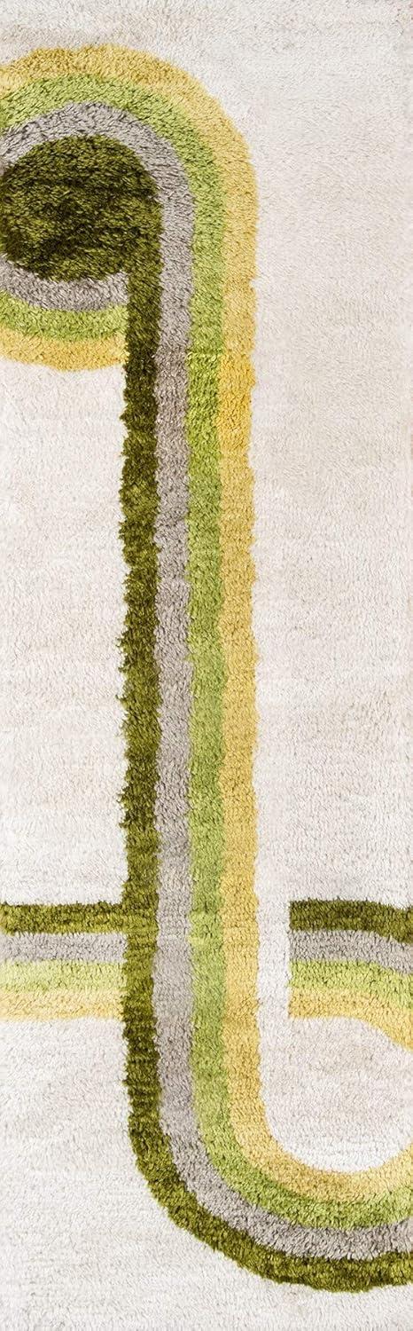 imageNovogratz Retro Collection Bullseye Shag Area Rug 20quot x 30quot BlueGreen