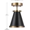 imageGLOBE 65789 Mia 1Light SemiFlush Mount Ceiling Light Matte Black Shade Matte Brass Accent Bulb Not Included